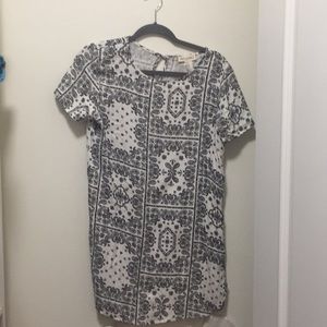 White dress shirt with black intricate pattern